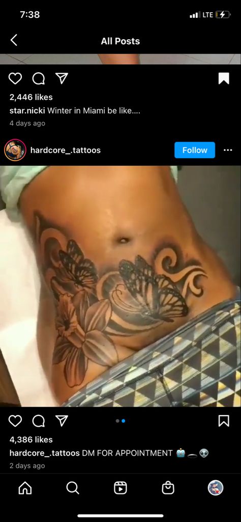 Tattoos For The Side Of Your Stomach, Stomach And Waist Tattoo, Lower Abdominal Tattoos For Women, Pelvis Tattoos Women Large, Breast Lift Tattoo Cover Up, Flower Tattoo Stomach, Stomach Scar Tattoo Cover Up, Full Stomach Tattoo Woman, Waistline Tattoos Women