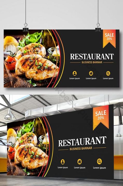 restaurant banner design template#pikbest#Templates#Others#Others Social Media Graphics Templates, Restaurant Banner Design Ideas, Simple Banner Design, Restaurant Banner Design, Restaurant Banner, Bar Banner, Flex Banner Design, Restaurant Advertising, Ayam Bakar