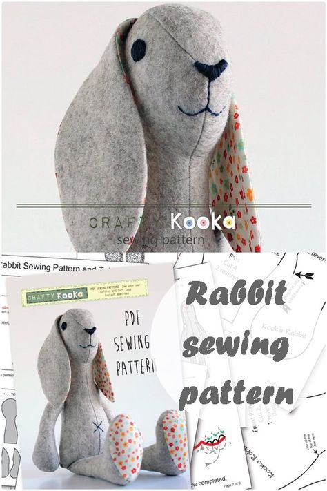 Rabbit sewing pattern. Sew your kid this adorable toy rabbit. Only basic sewing skills are needed to sew this toy rabbit. #SewModernKids #SewingForKids #KidsSewingPattern #SewAToy #ToySewingPattern #EasySewingPattern Rabbit Sewing, Fabric Rabbit Pattern Free, Fabric Rabbit, Sewing Bunny, Rabbit Pattern Sewing, Rabbit Sewing Pattern, Free Rabbit Sewing Pattern, Stuffed Rabbit Pattern, Pattern For Bunny Rabbit