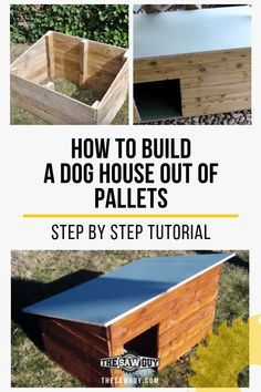 Dog House Out Of Pallets, Easy Dog House, Pallet Dog House, Build A Dog House, Outdoor Woodworking Projects, Dog House Plans, Outdoor Dog House, Build House, Dog House Diy