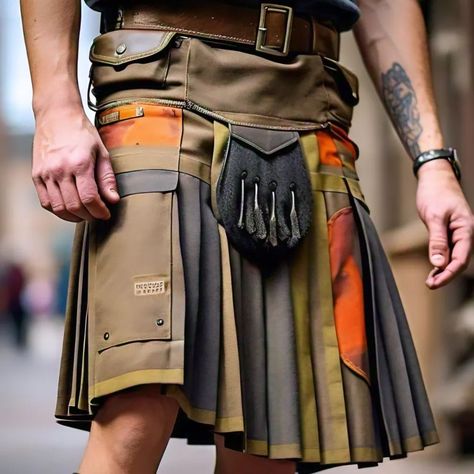 Exploring the modern twist on tradition with custom utilikilts! 🌟👔 These versatile kilts are perfect for any occasion, blending the rich heritage of Scotland with contemporary fashion and functionality. Whether you're at a festival, wedding, or just out and about, make a statement with a unique, handcrafted utilikilt tailored just for you. #CustomUtilikilts #ScottishHeritage #ModernFashion #Handcrafted #TraditionMeetsModern #UtilikiltStyle #FashionWithFunction #UniqueApparel Shop Link: https... Men's Kilts Fashion, Utility Kilt Pattern, Scottish Men In Kilts, Modern Kilts, Tilted Kilt, Utility Kilt, Kilt Outfits, Men In Kilts, Fashion Victim