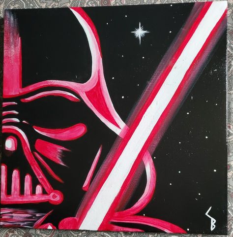 Did this painting today. Hope everybody likes it! Darth Vader Acrylic Painting, Darth Vader Painting Easy, Star Wars Painting Ideas On Canvas, Simple Star Wars Painting, Starwars Canvas Painting, Mandalorian Painting, Darth Vader Painting, Star Wars Pop Art, Nerdy Art