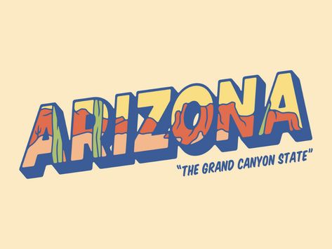 Arizona Postcard, Arizona Aesthetic, Social Web, Vision Board Affirmations, Usa States, Graphic Design Fonts, Sports Graphic Design, Travel Logo, Postcard Design