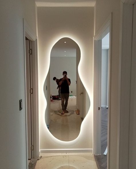 LED mirror available DM for order #namaslay #namaslayproducts #namaslaycustomstore #customized Beauty Salon Mirror Design, Mirror On The Wall Bedroom, Led Mirror Aesthetic, Mirror In Room Aesthetic, Mirror Furniture Bedroom, Wall Mirrors Bedroom, Mirror Ideas Aesthetic, Mirror Wall Decor Entrance, Aesthetic Wall Mirror