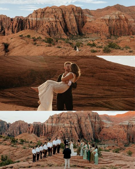 Sunrise elopement in Snow Canyon ✨ @lia.lance had a vision for a barefoot intimate ceremony as the sun rose over the red cliffs and everything came to life! Just stunning 😍 Video: @kallicovideo Associate shooter: @kennedymarie.photo 🤍 . . . . #snowcanyon #snowcanyonelopement #stgeorgeelopement #stgeorgeweddings #stgeorgeweddingphotographer #stgeorgecouplesphotographer #utahelopementphotographer #utahweddingphotographer #adventureweddingphotographer #sunriseceremony Snow Canyon Wedding, Park Ceremony, Canyon Wedding, Snow Canyon State Park, State Park Wedding, Sunrise Elopement, Sunrise Ceremony, Intimate Ceremony, Utah Wedding Photographers