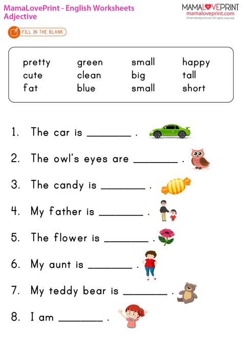 Adjectives For Grade 2 Worksheets, Fill In The Blanks With Adjectives, Grade 1 Adjectives Worksheet, Noun Adjective Worksheet, Circle The Adjectives Worksheets, Adjective Worksheet For Kindergarten, Find The Adjectives Worksheets, Describing Words Grade 2, Adjectives For Kindergarten