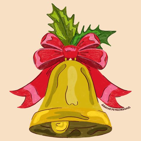 Christmas bell, bell, ringing bell, holly, bows, christmas bows, holly christmas, christmas bells Christmas Bell Drawing, Christmas Bells Drawing, Holly Watercolor, Bell Paper, Diy Christmas Paper, Ringing Bell, Bows Christmas, Holly Christmas, Bell Decorations