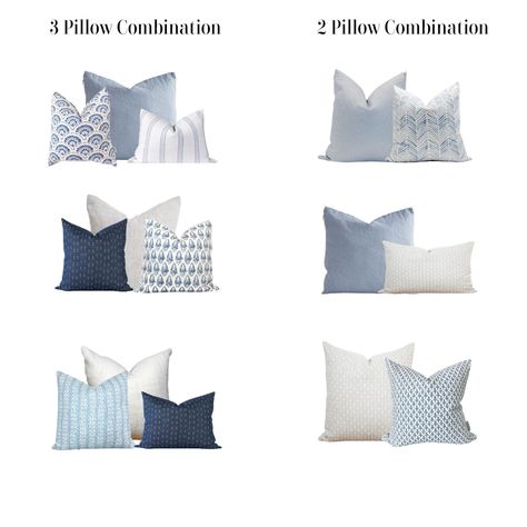 High End Looking Throw Pillows for Less! Blue And Cream Throw Pillows, Blue Throw Pillows Amazon, Modern Coastal Couch Pillows, Light Blue Pillows On Couch, Living Room Pillows Mixing Patterns, Blue Couch Throw Pillows, Coastal Pillows On Sofa, Blue Pillows On Couch, Blue Pillow Combinations