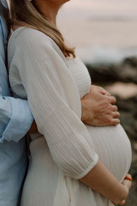 Dreaming of a beach maternity photoshoot? Check out these beautiful sunset maternity photos of Kristiana and Adam. Maternity Photography Dramatic, Maternity Bump Photos, Subtle Maternity Photos, Maternity Pictures Picnic, Documentary Photography Maternity, Maternity Photography Modest, Outside Pregnancy Photos, Maternity Photos White Dress, Maternity Summer Photoshoot