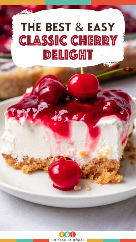 Classic Cherry Delight Classic Cherry Delight Dessert, Cherry Breeze Dessert, Grandmas Cherry Delight Dessert, Crockpot Strawberry Cheesecake, No Bake Cherry Yum Yum, Cherry Delight Dessert With Pecan Crust, Cheery Cheesecake Recipes Easy, Cherry No Bake Dessert, Cherry Surprise Dessert