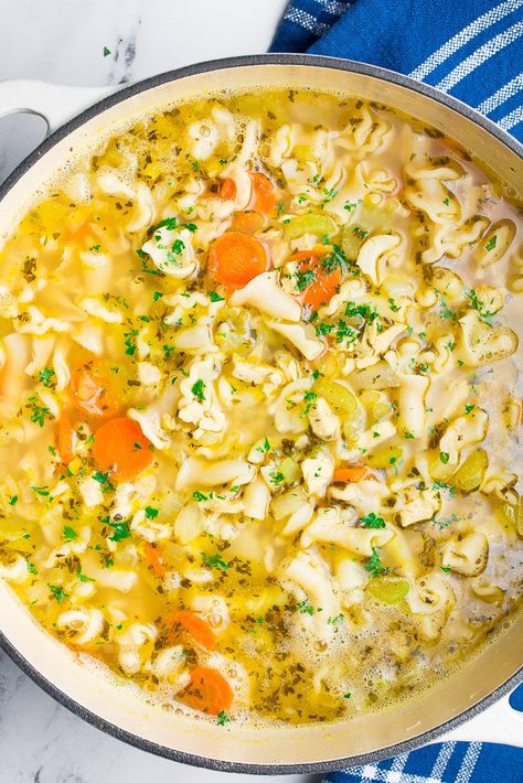 Vegan Chicken Noodle Soup, Nora Cooks, Vegan Staples, Vegan Pot Pies, Shaped Pasta, Vegetarian Soups, Vegan Chicken, Chicken Pieces, Vegan Soup Recipes