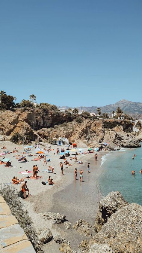 Spain Beaches, South Spain, Spanish Summer, Prettiest Beach, Nerja Spain, Marbella Beach, Spain Beach, European Road Trip, Spain Itinerary