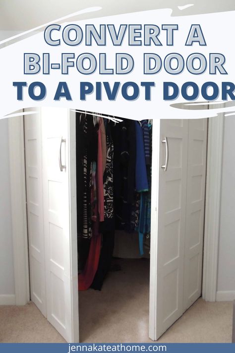 Magnetic Closet Door, Fold In Doors, Low Profile Closet Doors, Modern Farmhouse Bifold Closet Doors, Repurpose Folding Closet Doors, Swinging Closet Doors, Bifold Door To Regular Door, Converting Bifold Closet Doors, How To Change Bifold Closet Doors