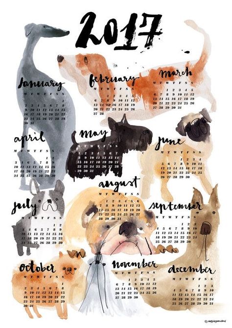 Calendario Dog Calendar, Illustration Quotes, Art Calendar, Hand Drawn Pattern, Learn Art, Dog Illustration, Calendar Design, Dog Drawing, Art Plastique