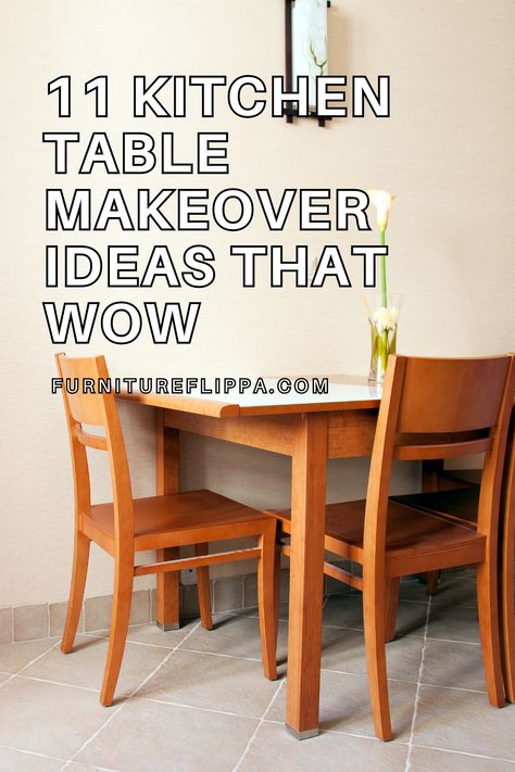 Discover the magic of DIY with these 11 refinished kitchen table ideas! Each project shows how a little paint, stain, or creativity can completely transform your space. Perfect for anyone looking to refresh their kitchen with style! Small Kitchen Table Makeover, Dining Table Painting Ideas Diy, Wood Kitchen Table Makeover, Painting Tables Diy, Kitchen Table Refinishing Ideas Diy, Table Top Refinishing Ideas, Refinished Table Ideas, Kitchen Table Flip, Upcycle Kitchen Table