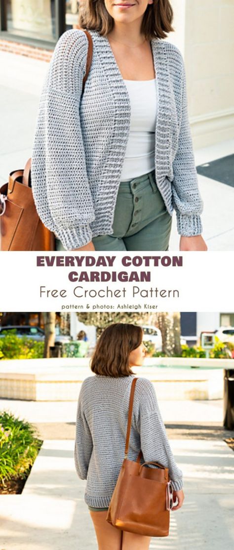 Everyday Cotton Cardigan Free Crochet Pattern | Your Crochet Easy Cardigan Crochet Pattern Free, Pola Kardigan, Pola Sweater, Comfy Crochet, Cardigans Crochet, Crochet Cardigan Free, Crochet Cardigan Pattern Free, Crochet Cardigans, Gilet Crochet