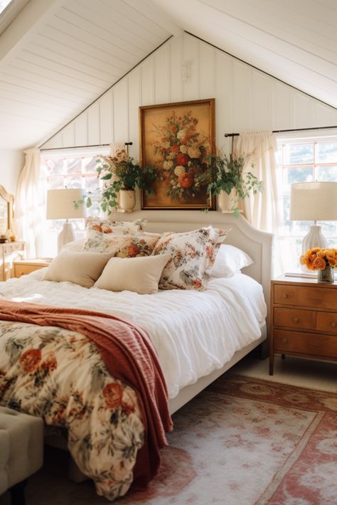 Bedroom Primary, Floral Patterns Vintage, Cottagecore Bedroom Ideas, Cottage Core Bedroom, Cottage Bedrooms, Cottagecore Bedroom, Rustic Aesthetic, Cottage Bedroom, Dream Cottage