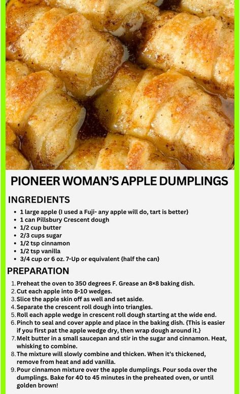 Old Fashioned Apple Dumplings Recipe, Pioneer Woman Apple Dumplings, Crescent Roll Apple, Crescent Roll Apple Dumplings, Apple Dumpling Recipe, Apple Dumpling, Apple Dumplings, Crescent Roll Recipes, Crescent Dough