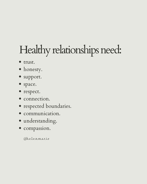 helen marie | therapist PGDip MPH BSc (Hons) MBACP on Instagram: "On relationships 🤍 Relationships are a two way process. We are relational beings & need others to best thrive yet they can also be deeply tricky & messy at times. This checklist acts as a guide for what works, what may need some gentle reviewing & also as a self checklist for work you may need to bring to the relationship too 🌱 If you are interested in more resources on relationships then I would recommend the @gottmaninstitute Things That Make A Relationship Work, Standards For A Relationship, Things You Need In A Relationship, Expectations For Relationship, What I Expect In A Relationship, What I Want From A Relationship, What Do I Bring To A Relationship, Healthy Relationship Checklist, What Do You Bring To The Table