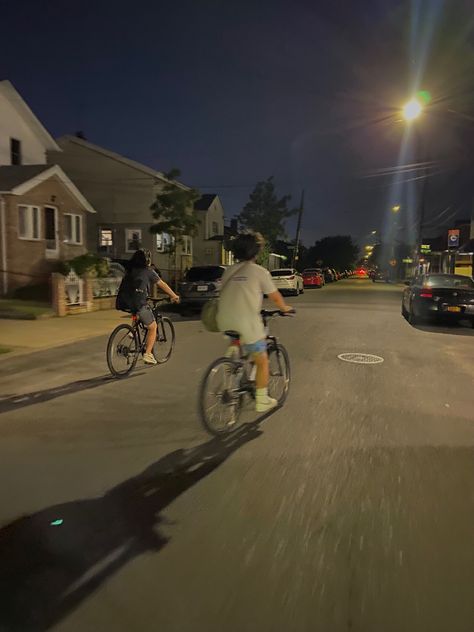 late night biking, biking at night with friends, night time biking aesthetic, friend group ideas Night Bike Ride Aesthetic, Late Night Bike Ride Aesthetic, Riding Bike Aesthetic, Bike Riding Aesthetic, Bike Rides With Friends, Bike Ride Aesthetic, Biking Aesthetic, Ride Aesthetic, Night Bike Ride