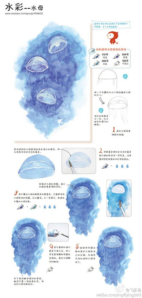 How To Draw Jellyfish Digital, Jellyfish Painting Aesthetic, Watercolour Jellyfish Tutorial, Moon Jellyfish Painting, Jellyfish Digital Art Tutorial, Jellyfish Tutorial Drawing, Jellyfish Watercolor Painting Tutorial, Jellyfish How To Draw, Jelly Fish Painting Ideas