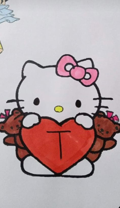 Cute Drawings To Make For Your Boyfriend, Drawing For Ur Boyfriend, Hello Kitty Love You, Cute Ily Drawings, Things To Draw My Boyfriend, Mini Hand Drawing, Something To Draw For Your Boyfriend, Drawings Ideas For Boyfriend, Fill In Drawings