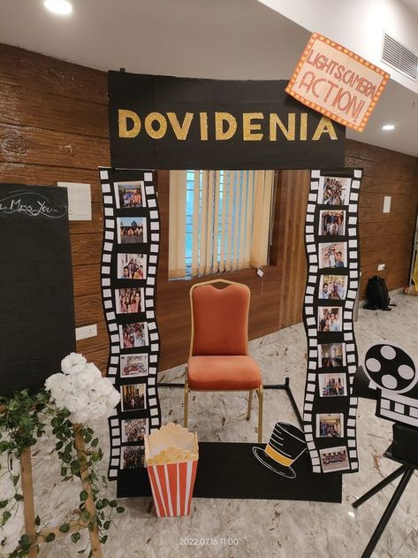 Photobooth Ideas For Teachers Day, Retro Photo Booth Ideas, Photo Booth For Farewell Party, Movie Booth Design, Career Day Booth Ideas, Selfie Corner Ideas For School Farewell, School Dance Photo Booth, Photo Booth Ideas For Farewell Party, Photo Booth Theme Ideas