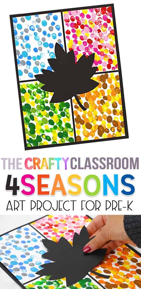 Grab this easy, fun, and adorable Four Seasons Art Project for Kids. This adorable activity covers spring, summer, fall, and winter seasons and it's the perfect time to introduce our four cycles! #craftyclassroom #fourseasons #freeartproject #preschool #spring #fall #winter #summer Seasons Art Project, 4 Seasons Art, November Crafts Preschool, Seasons Project, Four Seasons Art, Seasons Preschool, Preschool Art Projects, Art Project For Kids, November Crafts