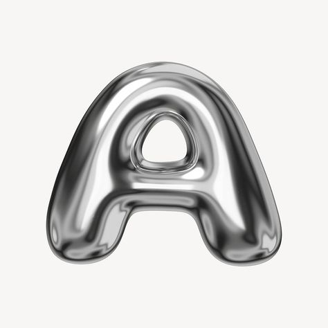 C alphabet, 3D chrome metallic | Free Photo - rawpixel Silver Typography, Chrome Letters, Silver Letter Balloons, A Alphabet, H Alphabet, Alphabet 3d, Bubble Letter Fonts, 3d Chrome, Chrome Design