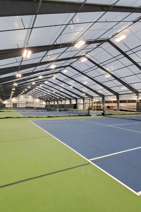 Tennis Courts for Training and Competition Covered Tennis Court, Indoor Pickleball Facility, Sports Club Design, Indoor Pickleball Court, Pickle Ball Courts, Indoor Tennis Court, Tennis Court Design, Indoor Pickleball, Fabric Buildings