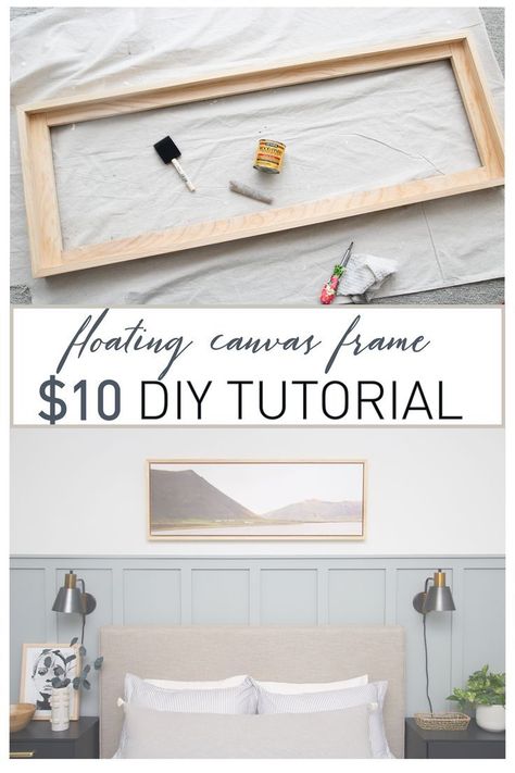 Wood Frames Diy, Diy Canvas Frame, Frame Tutorial, Floating Canvas Frame, Board Batten, Canvas Diy, Frame Diy, Diy Picture Frames, Art Easy