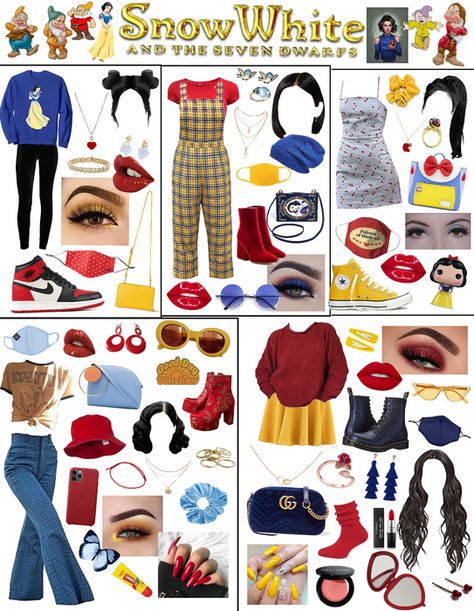 Modern Day Snow White Outfits, Disneyland Snow White, Disney Bounding Snow White, Snow White Inspired Outfit Casual, Disneybound Snow White, Snow White Bounding, Snow White Disney Outfit, Snow White Modern Outfit, Snow White Aesthetic Outfit