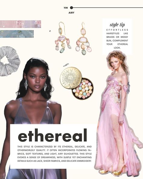 Types Of Essences, Kitchener Dramatic Essence, Innocent Brand Archetype Moodboard, Kitchener Ethereal Essence, Kibbe Essence Types, Ethereal Essence Makeup, Romantic Ethereal Essence, The Ingenue Archetype Aesthetic, Romantic Ethereal Style