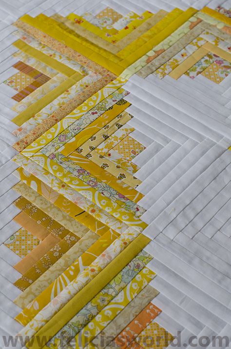 Hantverk Diy, Log Cabin Designs, Log Cabin Quilt Pattern, Log Cabin Quilt Blocks, Yellow Quilts, Quilt Modernen, Cabin Quilt, Quilt Border, Log Cabin Quilts