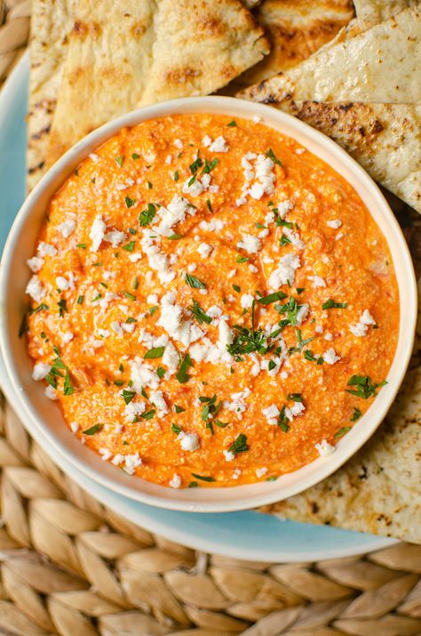 Tirokafteri (Greek Spicy Feta Dip) Spicy Feta Dip, Greek Eggplant Dip, Spicy Feta, Dinner Date Recipes, Feta Cheese Dip, Feta Cheese Recipes, Greek Dinners, Stuffed Pepper Dip, Chocolate Dishes