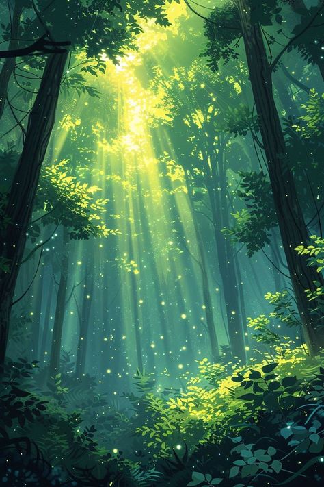 Studio Ghibli Forest, Anime Forest, Dreamy Artwork, Become Better, Forest Wallpaper, Forest Art, Cool Wallpapers Art, Landscape Drawings, Fantasy Art Landscapes