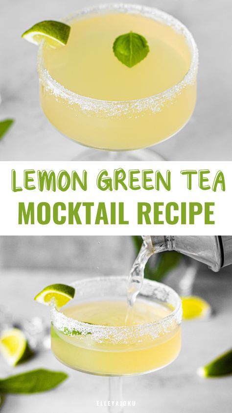 A refreshing and flavorful drink, the Lemon Green Tea Mocktail is sure to tantalize your taste buds! With the tartness of lemon and the clean, earthy taste of green tea, this mocktail is the perfect way to cool down on a summer day. Enjoyed both by kids and adults alike, this lemon mocktail will be sure to have you coming back for more. Lemon Mocktail, Tea Mocktail, Green Tea Cocktail, Lemon Green Tea, Green Smoothie Benefits, Easy Mocktail Recipes, Recipe Smoothie, Mocktail Drinks, Green Tea Lemon