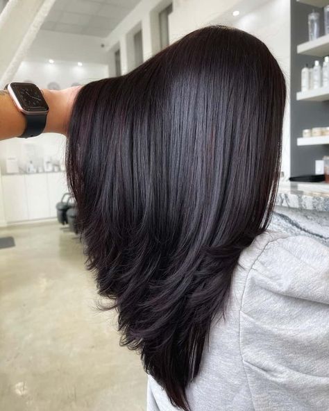 Cool Toned Dark Brown Hair, Dark Lob, Deep Chocolate Brown Hair, Dark Chestnut Hair, Ladies Short Hair, Deep Brown Hair, Lob Hairstyles, Pixie Haircut Fine Hair, Haircuts For Ladies