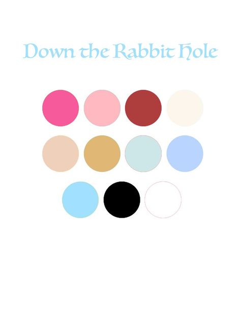 Alice In Wonderland Color Palette, Wonderland Color Palette, Character Color Palette, Alice In Wonderland Palette, Alice In Wonderland Characters, Alice In Wonderland Inspired, Prom Theme, Color Schemes Colour Palettes, Down The Rabbit Hole