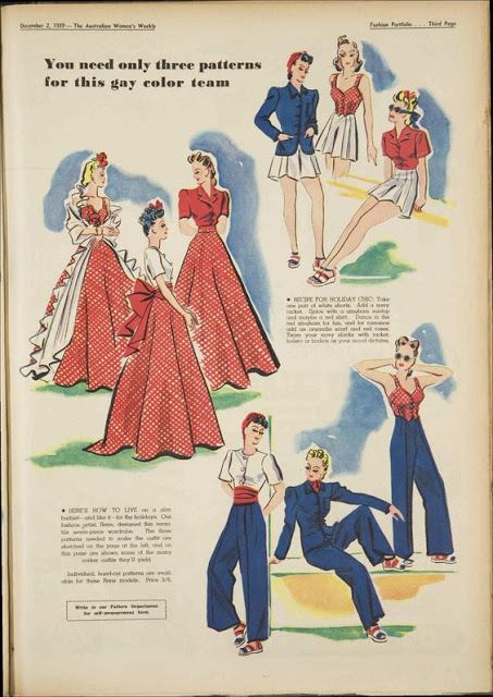 Vintage Capsule Wardrobes ~ American Duchess 40s Vintage Fashion, Vintage Capsule Wardrobe, Interchangeable Wardrobe, 40's Fashion, 40's Style, Vintage Fashion Style, Damsel In This Dress, American Duchess, Summer Sportswear