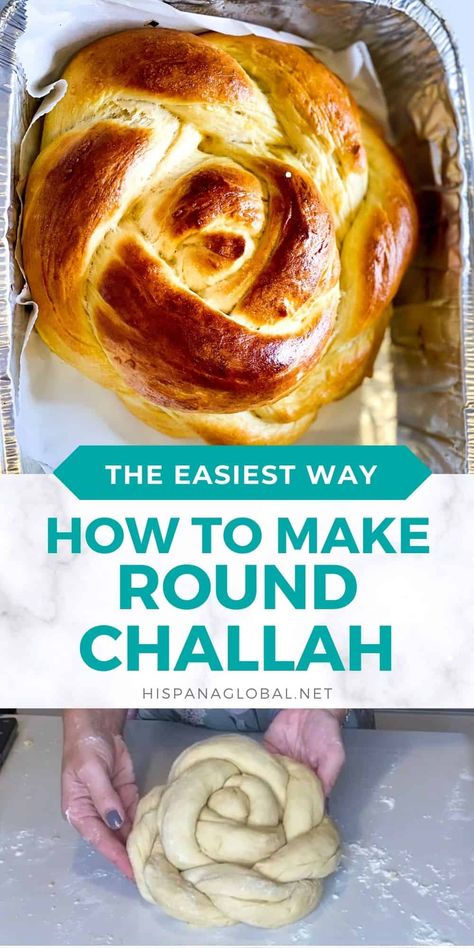 Learn the easiest way to make round challah bread for Rosh Hashanah, the Jewish New Year. Your home will smell like a bakery! Hallah Bread Recipe, Round Challah Recipe, Smell Like A Bakery, Challah Bread Recipe, Rosh Hashana Recipes, Hannukah Recipes, Jewish Bread, Round Challah, Challah Bread Recipes