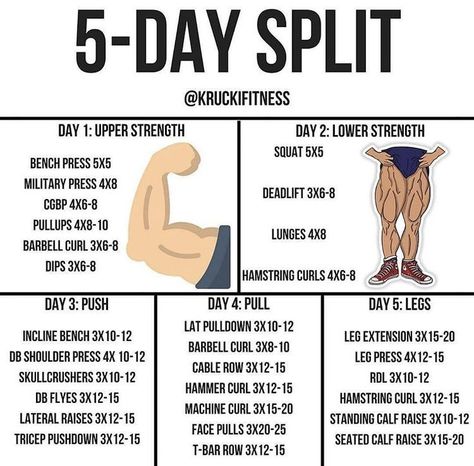 5 Day Split Workout, 5 Day Split, 5 Day Workout Split, 5 Day Workout Plan, Split Workout Routine, Training Split, Split Workout, Push Pull Workout, 5 Day Workouts