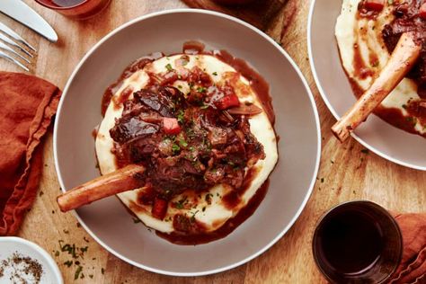 Braised Lamb Shanks Recipe, Luxurious Dinner, Parsnip Puree, Braised Lamb Shanks, Braised Lamb, Romantic Meals, Romantic Dinner Recipes, Lamb Shanks, Valentines Food