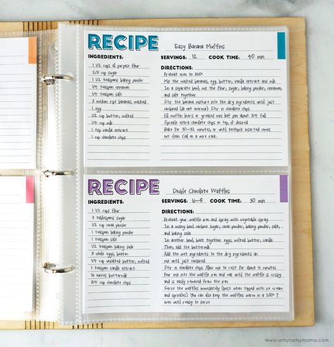 Wooden Recipe Book Binder | artsy-fartsy mama Ideas For Recipe Books, Recipe Book Background Design, Recipe Card Ideas Diy, Minimalist Recipe Book, How To Make Your Own Recipe Book, Recipe Book Gift Ideas, Creating A Cookbook, Index Card Recipes, Hand Drawn Recipe Book