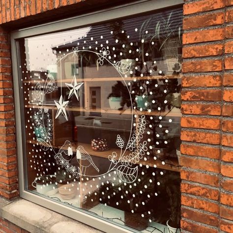 Painted Window Art, Christmas Shop Window, Christmas Window Painting, Window Mural, Window Drawing, Christmas Window Display, Winter Window, Christmas Window Decorations, Xmas Deco