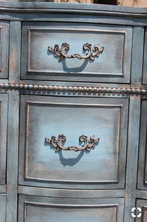 Vintage French Provincial Dresser, Provincial Dresser, French Provincial Dresser, Blue Dresser, Painted Bedroom Furniture, Shabby Chic Dresser, Shabby Chic Interiors, Furniture Rehab, Furniture Market