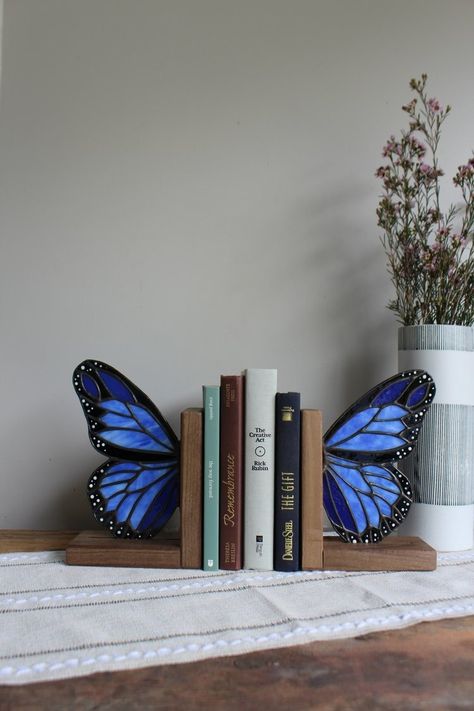 Shop — Camel City Glass Butterfly Office Decor, Aesthetic Gift Shop, Blue Butterfly Decor, Butterfly Ideas Decoration, Cute Knick Knacks, Cute Bookends, Butterfly Themed Room, Blue Aesthetic Bedroom, Butterfly In Frame