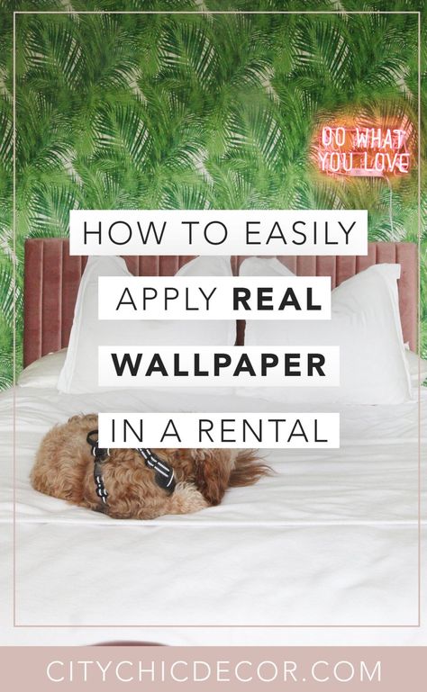 Want to know how to easily hang and install non pasted wallpaper? You can hang pre pasted wallpaper with NO damage in your home or rental apartment using liquid starch! No damage and it’s super easy to install. You can even remove it upon moving out! #vintagewallpaper #removablewallpaper #tropicalwallpaper #blushtropical #prepastedwallpaper Real Wallpaper, Pre Pasted Wallpaper, Liquid Starch, Cheap Wallpaper, Minimalist Christmas Tree, Rental Apartment, Tropical Wallpaper, Luxury Homes Interior, Natural Home Decor