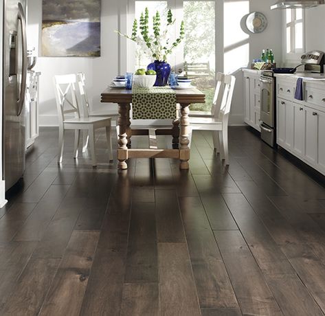 Come in to L&M Carpet One for your elegant new flooring from #Mannington Mannington Laminate Flooring, Mannington Flooring, Hardwood Floor Colors, Residential Flooring, Wood Floor Kitchen, Hardwood Floors Dark, Wood Floors Wide Plank, Dark Wood Floors, Tile Floors