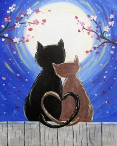 Easy Cute Painting Ideas for Kids, Small Easy Cartoon Painting Ideas, – artworkcanvas Boho Painting, Canvas Painting Tutorials, Easy Canvas Art, Soyut Sanat Tabloları, Two Cats, Cartoon Painting, Easy Canvas Painting, Canvas Painting Designs, Cute Paintings